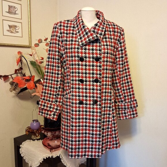 NEW Women Red Black White Double-Breasted Lined Trench Coat Winter Outerwear 14 - Picture 1 of 10